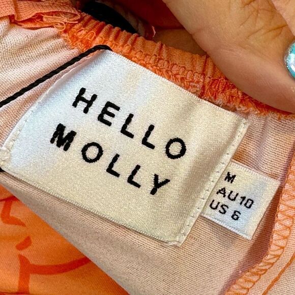 NWT Hello Molly Magic Feeling Orange Dreams Puff Sleeve Mini Dress Medium - Picture 7 of 13